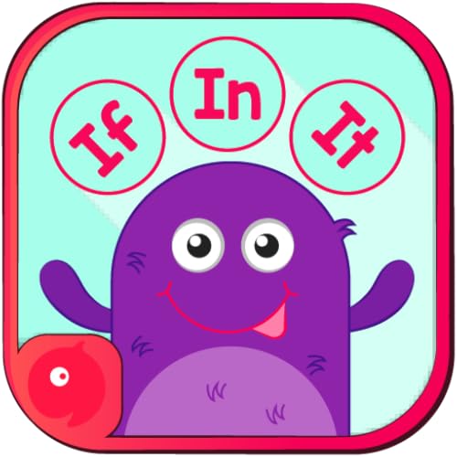 Purple monster with text