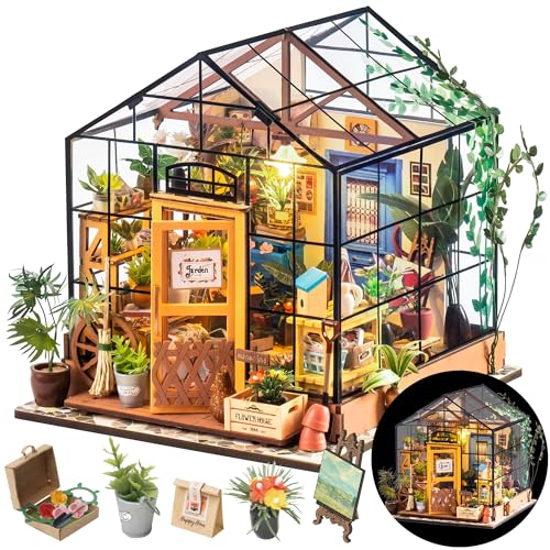 Miniature greenhouse dollhouse scene