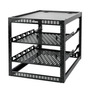 Black equipment storage rack