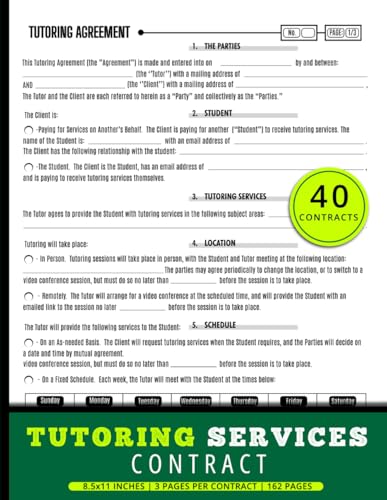 Tutoring agreement service contract