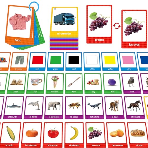 Colorful educational flashcards display