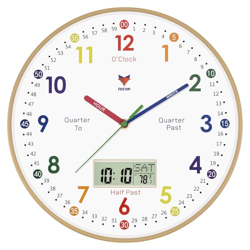 Colorful educational wall clock