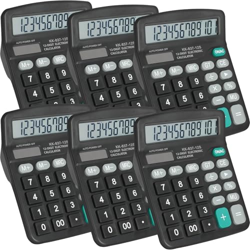 Six black calculators stacked