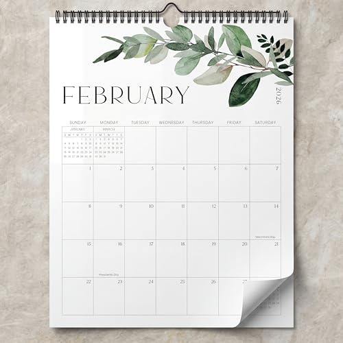 February Calendar With Leaves