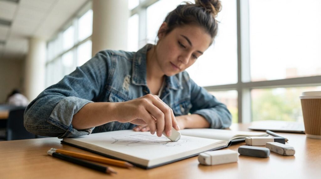 Quality erasers ensure precision.